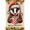 Christmas badger with hot chocolate
