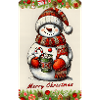 Cheerful snowman with hot chocolate