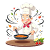 Cooking boy with pan