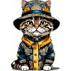 Katze mit Anglerhut