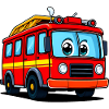 Verspielte Feuerwehrauto Comic-Illustration