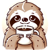Cozy Sloth Coffee Illustration