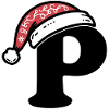 Letter P with Santa hat