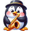 Cute Penguin Saxophone Musician Cartoon