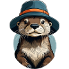 Otter mit Fischerhut