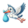 Cigogne heureuse avec bébé