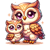 Cute Owl Family Illustration