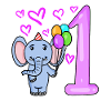 First Birthday Elephant with Balloons