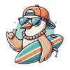 Cool Surfer Seagull Cartoon Design