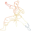 Karate Girl Sketch Retro Style