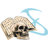 Menschenschädel, zauberbuch, vanitas, okkultistisc