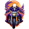 Biker squelette motard skull moto custom soleil