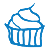 Gemalter Cupcake blau