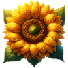 Radiant sunflower with dewdrops