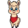 Lama heureux au bandana rouge
