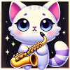 Cute Saxophone Cat Cartoon Design