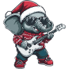 Elephant Christmas Rocker Guitar