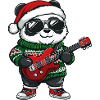 Panda Christmas Rocker Guitar