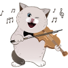 cute chubby cat playing violin