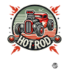 Flaming Hot Rod Muscle Car