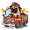 Mops Hundehalter Mops Feuerwehr