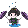 Kokeshi Doll with Umbrellas