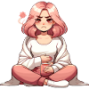 Relaxed anime moment with tea