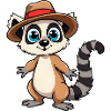 Cute Raccoon with Striped Hat