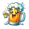 Cheerful beer mug with foam