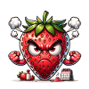 Angry Strawberry Cartoon Illustration