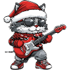 Cat Christmas Rocker Guitar