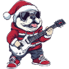 Bulldog Dog Christmas Rocker Guitar