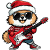 Pomeranian Dog Christmas Rocker Guitar