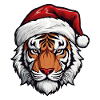 Tiger Head Christmas Portrait