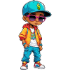 Vibrant Streetwear Cartoon Boy Design