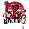 Revolution octopus with raised fist