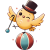 Whimsical Bird Balancing on Ball