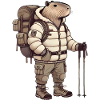 Capybara Adventurer in Mountains