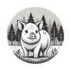 Rustikale Schwein-Illustration im Wald