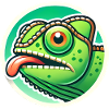 Skurriles Chamäleon-Power-Badge-Design