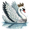 Regal Swan with Crown Illustration