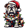 Bulldog Dog Christmas Hat Xmas