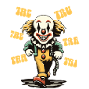 Funny clown meme says tre-tre-tra-tru-tra-tri