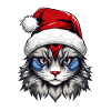 Cat Head Christmas Portrait