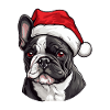 French Bulldog Dog Head Christmas