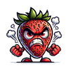 Angry strawberry with steam