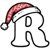 Lettera R con cappello di Natale