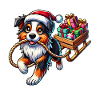 Cute Christmas Dog Australian Shepherd