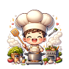 Chef joyeux en cuisine