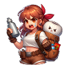 Adventurous anime heroine with backpack